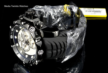 Invicta 20398 Sea Dragon Gen. II Swiss Made Chronograph White MOP Dial Silver Case Black Silicon Strap Watch | Free Shipping