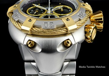 Invicta 21341 Reserve 52mm Thunderbolt Swiss Quartz Chronograph Gold Tone & Silver Bracelet Watch w/Case