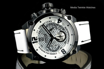 Invicta 23295 Corduba 50mm JASON TAYLOR BLACK White Quartz Leather Watch w/JT 3 SLOTCase