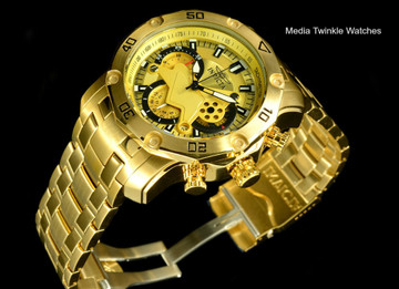 Invicta 22761 Pro Diver Scuba 3.0 Quartz Chronograph Gold Dial Gold Tone Bracelet Watch | Free Shipping