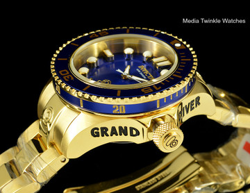 Invicta 19818 women's 38mm Grand Diver Gen II Quartz Blue Dial Gold Tone Bracelet Watch
