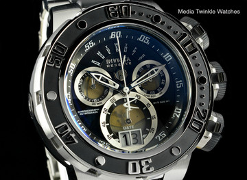 Invicta 21606 Subaqua 52mm Sea Dragon Swiss Quartz Chronograph Black Dial All Stainless Steel Bracelet Watch