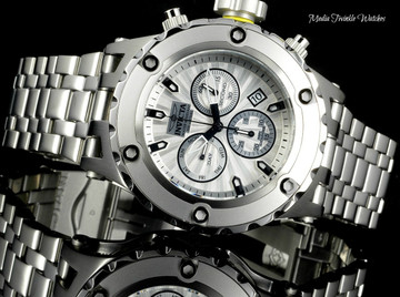 Invicta 52mm Specialty Subaqua Silver Guilloché Dial All Silver Bracelet Watch 23918