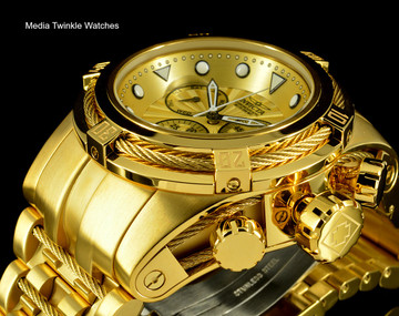 Invicta Bolt Zeus Swiss Quartz Chronograph Gold Dial All Gold Tone Bracelet Watch 23911