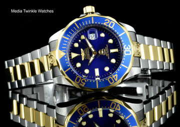 Invicta 3049 Grand Diver 47mm AUTOMATIC Blue Dial Gold Tone Silver Bracelet Watch