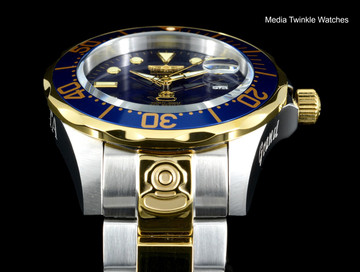 Invicta 3049 Grand Diver 47mm AUTOMATIC Blue Dial Gold Tone Silver Bracelet Watch