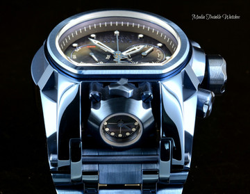 Invicta 52mm Reserve Bolt Zeus MAGNUM Swiss Quartz Black MOP Furnace Blue Bracelet Watch 26708