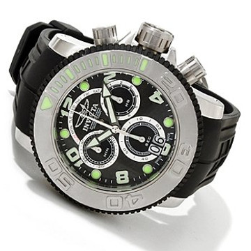 Invicta 1063 Mid Size Sea Hunter Stainless Steel Swiss Made Quartz Chrono Retrograde Poly Strap Watch | Free Shipping