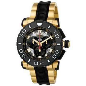 Invicta 6314 Reserve Collection Chronograph 18k Gold-Plated and Black Polyurethane Watch | Free Shipping