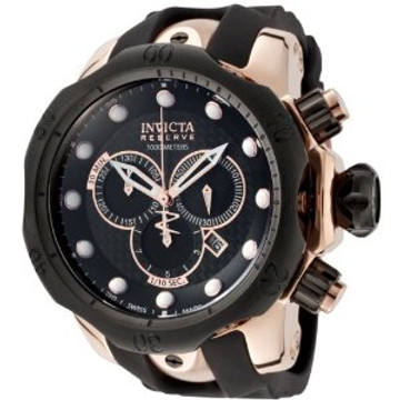 Invicta 0361 Men's Reserve Venom Collection Chronograph Black Polyurethane Watch | Free Shipping