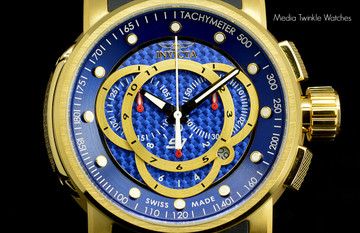 Invicta 0897 S1 Barrel 18K Gold Tone Swiss Made Chronograph Blue Dial watch | Free Shipping