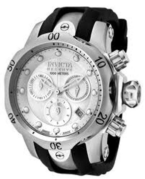 Invicta 0953 Womens Reserve Venom White Mother-of-Pearl Dial Swiss Made Chronograph Polyurethane Watch