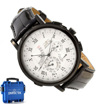 Invicta 10915 Minute Repeater Perpetual Calender Alligator Strap Watch PLUS BLACK 3 SLOT DIVE CASE | Free Shipping