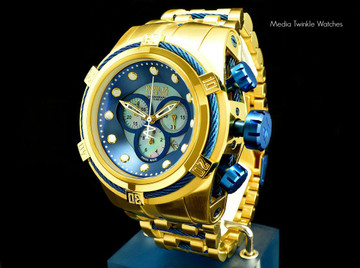 Invicta 12742 Reserve Bolt Zeus Gold Tone Blue Dial Swiss Made Chronograph Stainless Steel Watch | Free Shipping