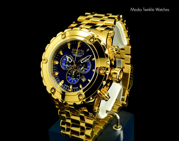 Invicta 14507 Reserve Men's Specialty Subaqua High Polished Gold Tone Swiss Made Quartz Chronograph Bracelet Watch | Free Shipping