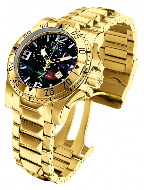 Invicta 6256 Reserve Men's Excursion Swiss Quartz Mother-of-Pearl Dial Gold-tone Watch | Free Shipping