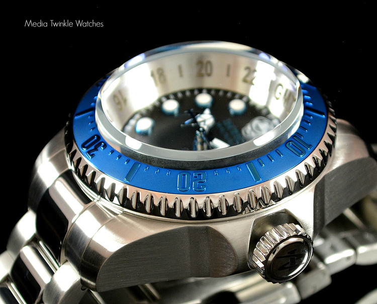 Invicta 16969 Reserve 52mm Hydromax Black Dial Blue Bezel Quartz GMT Bracelet Watch | Free Shipping