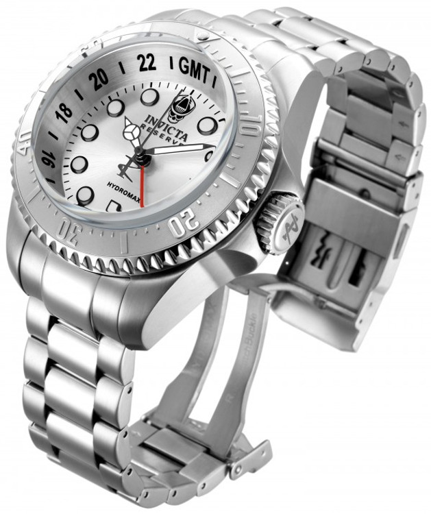 Invicta 16958 Reserve 52mm Hydromax Silver Dial Silver Bezel Quartz GMT Bracelet Watch | Free Shipping