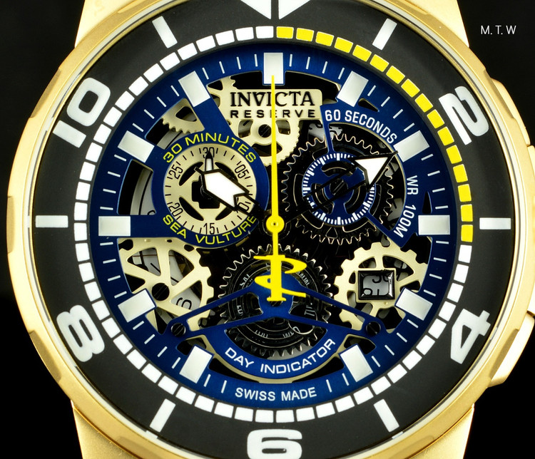 デザインの】 自動巻☆オシャレ INVICTA Sea Vulture 34973 イエロー