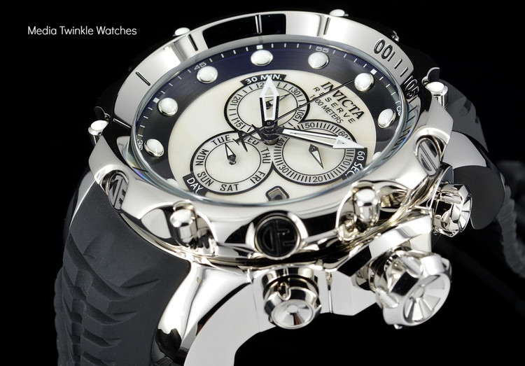 invicta 20395 Sea Dragon Swiss Made Chronograph Silver Dial Silver Case Black Silicon Strap Watch | Free Shipping