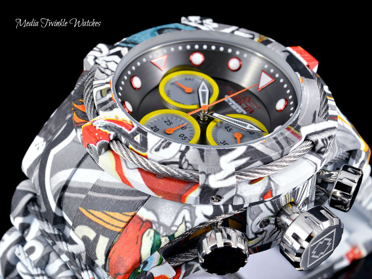 Invicta 52mm Bolt Zeus Quartz Chronograph Gray Dial GRAFFITI HYDROPLATED Bracelet Watch