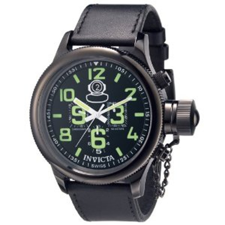 Invicta 7182 Signature Collection Russian Diver Black Ion-Plated Chronograph Watch | Free Shipping