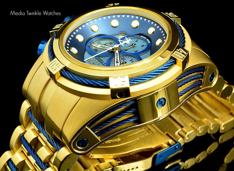 Invicta 12742 Reserve Bolt Zeus Gold Tone Blue Dial Swiss Made Chronograph Stainless Steel Watch | Free Shipping