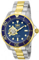 Invicta 13706 Grand Diver Automatic Blue Dial Gold Plated Case "Open Heart" Stainless Steel Bracelet Watch | Free Shipping