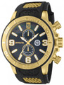 Invicta 13688 Jason Taylor Collection Quartz GMT Gold Tone Black M.O.P Black Polyurethane Strap Watch | Free Shipping