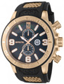 Invicta 13689 Jason Taylor Collection Quartz GMT Rose Gold Tone Black M.O.P Black Polyurethane Strap Watch | Free Shipping