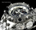 Invicta 16809 Reserve VENOM Hybrid Silver Tone Black Bezel 5040F Swiss Quartz Chronograph Bracelet Watch | Free Shipping