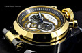 Invicta 18773 I Force Admiral 52mm Quartz Chronograph Black & Gold Tone Dial Leather Strap Watch | Free Shipping