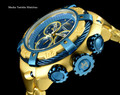 Invicta 21347 Reserve 52mm Thunderbolt Swiss Made Quartz Chronograph Gold Tone & Blue Bracelet Watch