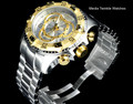 Invicta 1877 Reserve Excursion Swiss Quartz Chronograph Silver Dial Gold Bezel Stainless Steel Watch | Free Shipping