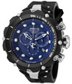 Invicta 1519 Reserve VENOM II Second Generation Swiss Made Chronograph Blue Dial Black and Silver Stainless Steel Case Polyurethane Watch (NEW MODEL) | Free Shipping