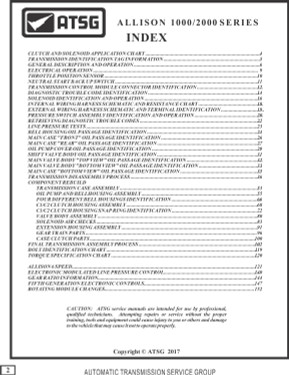 ALLISON 1000, 2000 Index