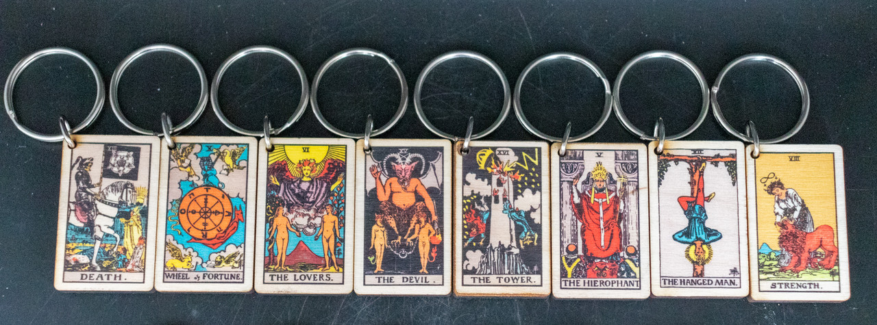The Moon Tarot Card Keychain  USA made, real wood, gifts and accessories.