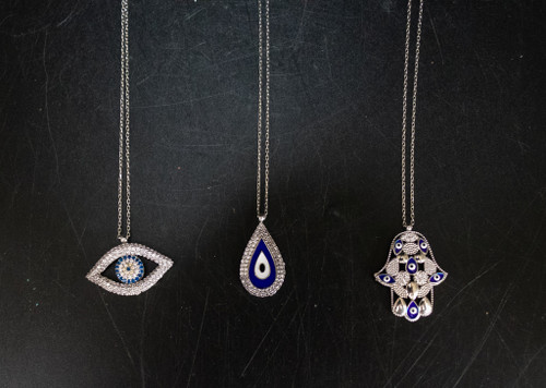 Sterling Silver & Zirconium Evil Eye Necklaces