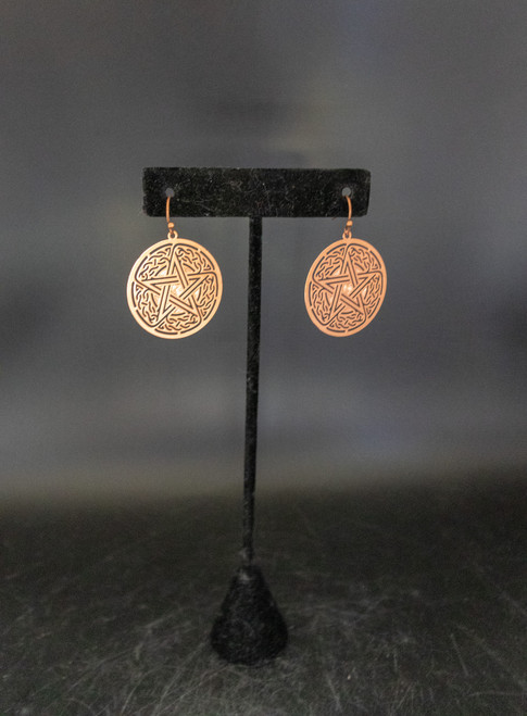 1" Sacred Geometry Copper Pentagram Earrings