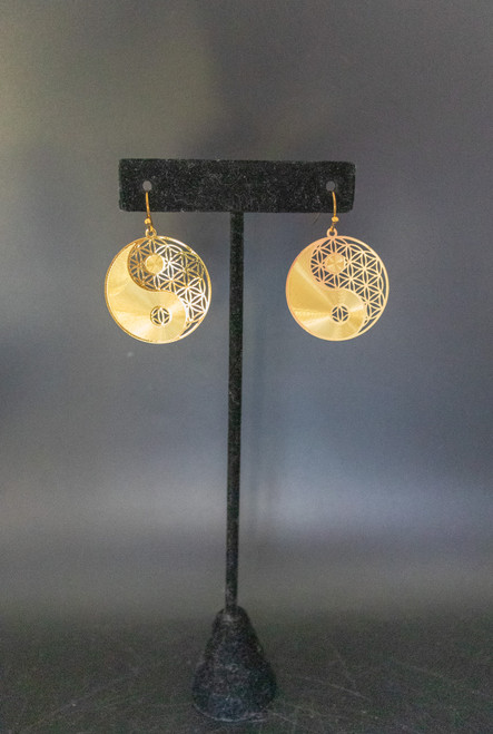 1" Sacred Geometry Gold Yin-Yang Earrings