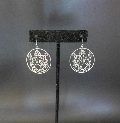 1" Sacred Geometry Silver Ganesh Earrings