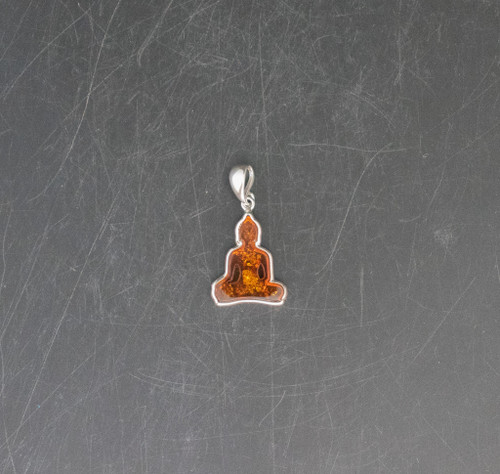 Amber Sterling Silver Buddha Pendant