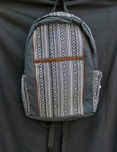 Large Fabric Halfmoon Backpack - Large Cinnamon Stripe Print