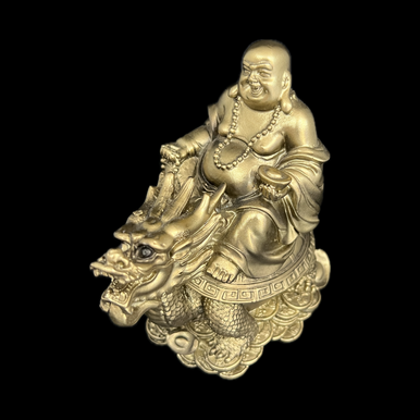 Gold Happy Buddha w/ Turtle Dragon - Tammy's Cool Things