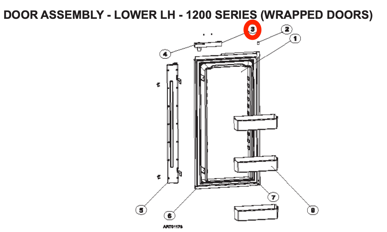 Norcold® Door Handle Assembly 622315 (N1200 series Upper RH