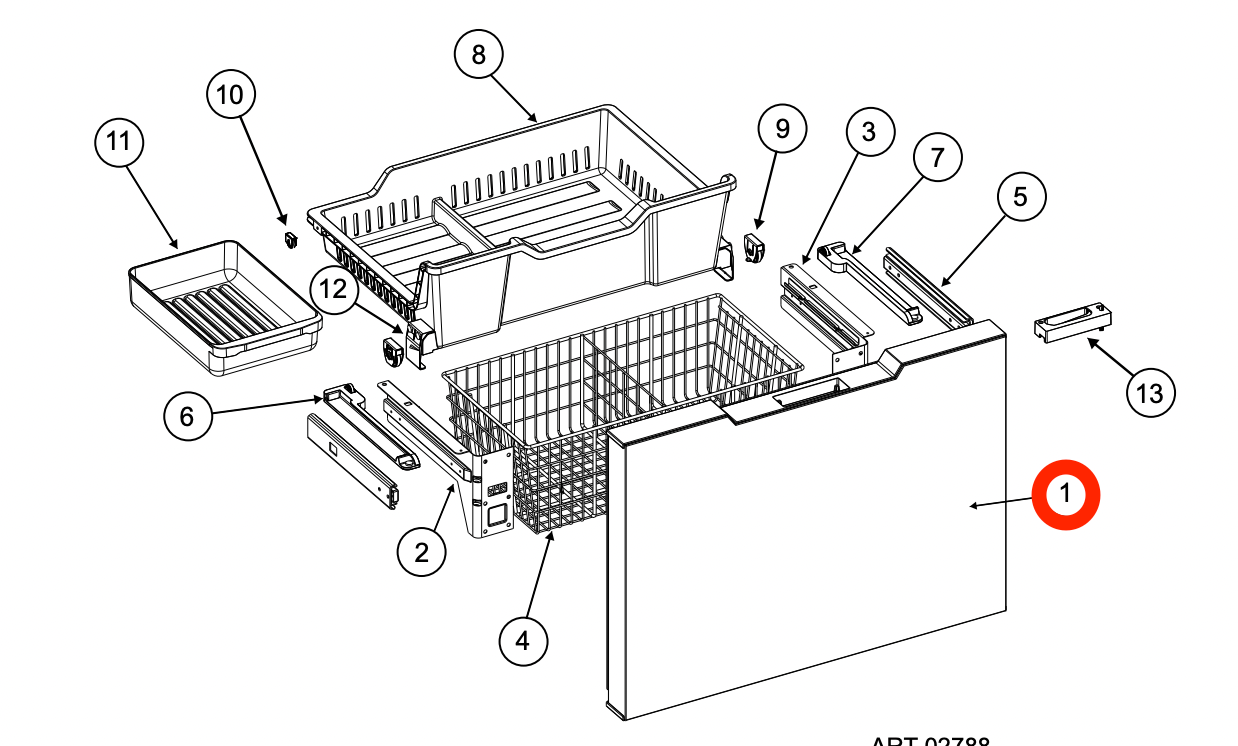Norcold Freezer Door 640981 (Fits N15DC) - RV Fridge Guys