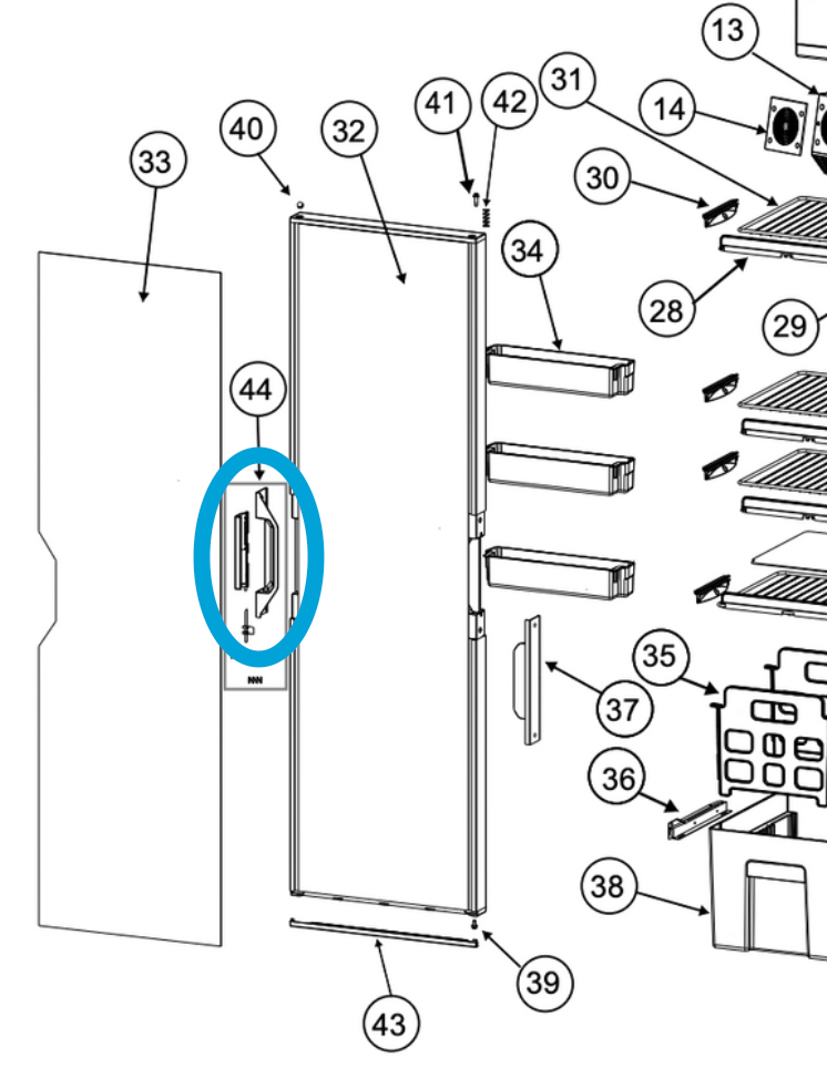 Norcold Door Handle 692886 (fits the N2152) - RV Fridge Guys