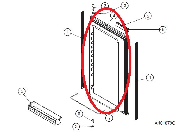 Norcold Lower Door 634063 (fits the N621SS) smooth interior
