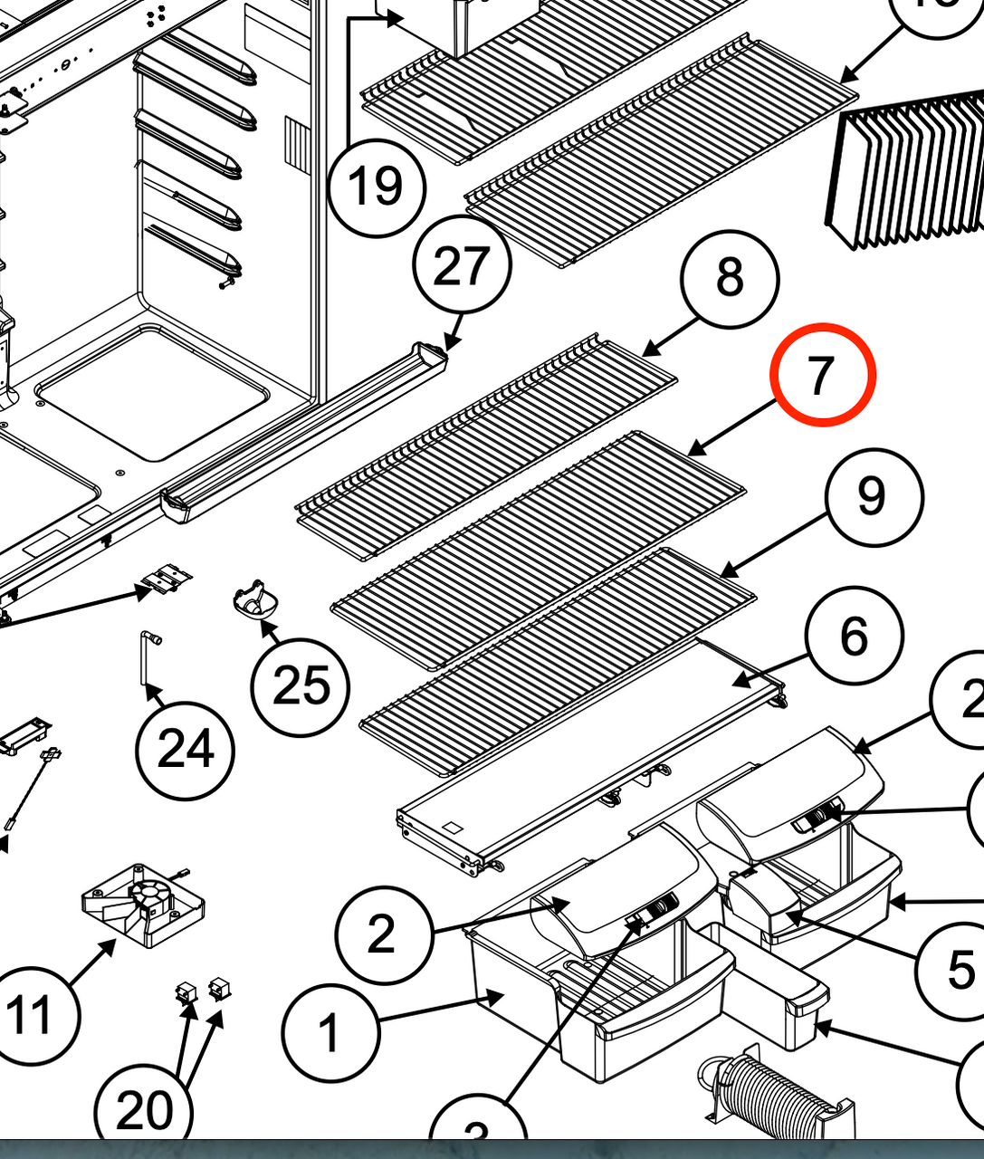 Norcold Middle Shelf 636689 (fits the 2118) - RV Fridge Guys