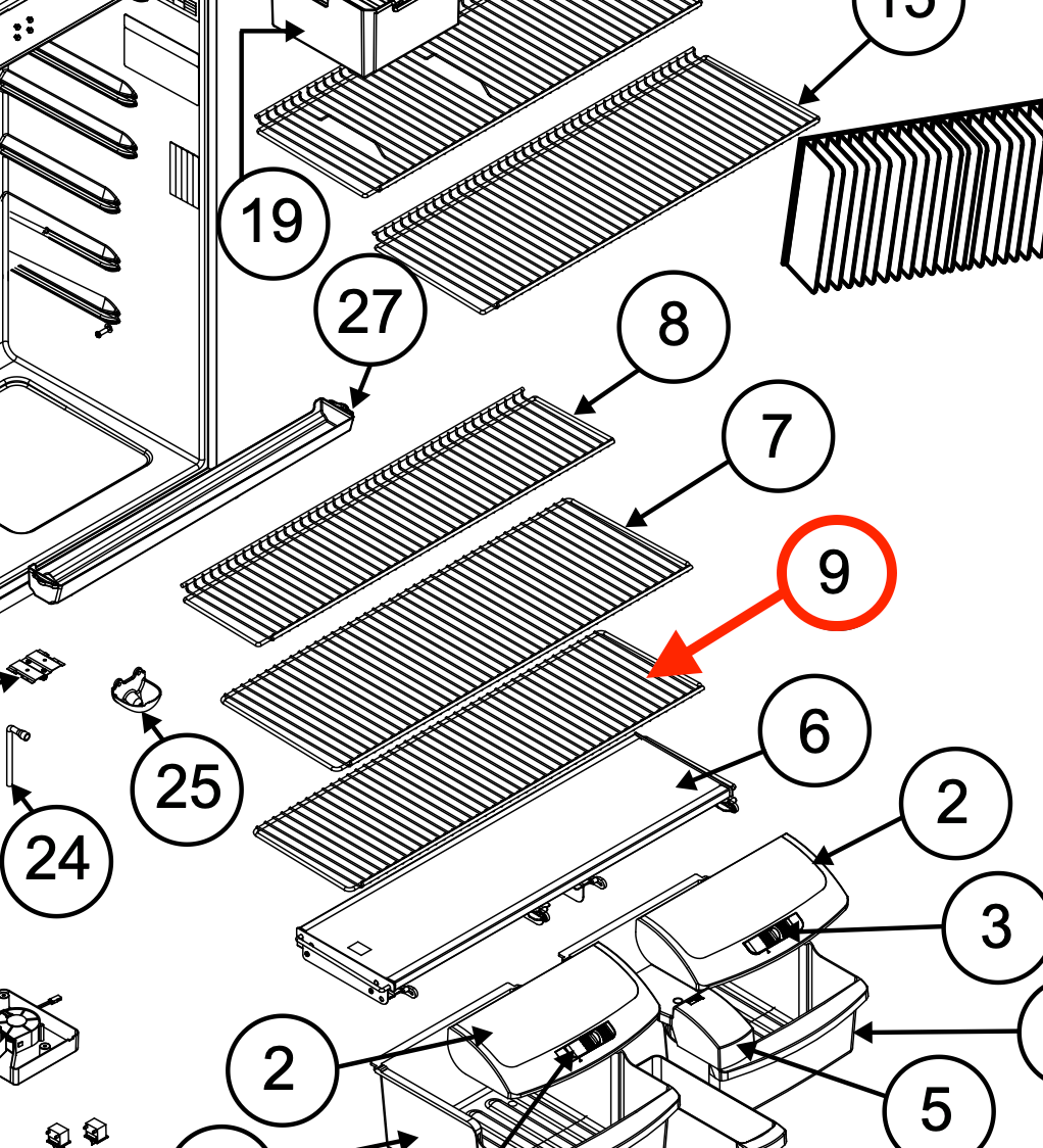 Norcold Lower Wire Shelf 636690 (fits the 2118 model) - RV Fridge Guys